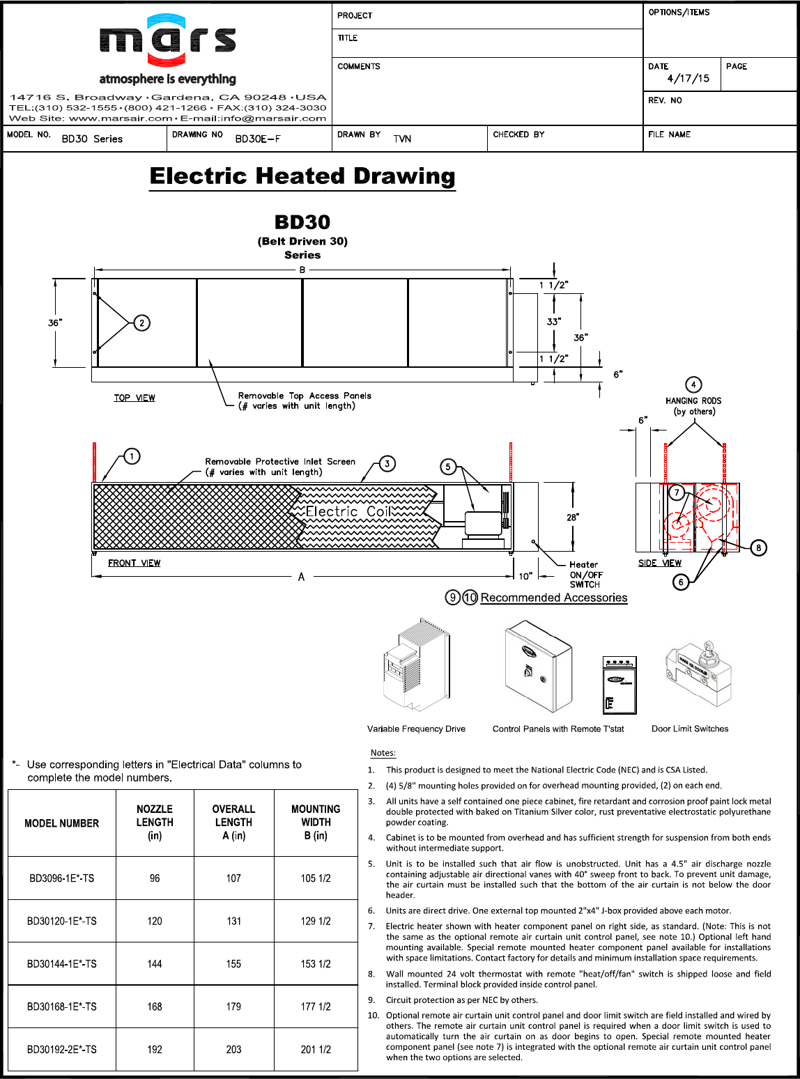 Mars BD30 Series Manual – LPA Code – User Manuals & Technical Documentation